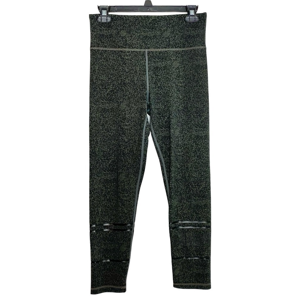 Lilybod Speckle Leggings Womens Size Medium High Rise Cropped Capri Green Black